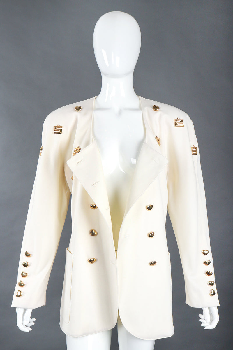 Recess Designer Consignment Vintage Escada Double Breasted Gold Charm Jacket Los Angeles Resale Recycled