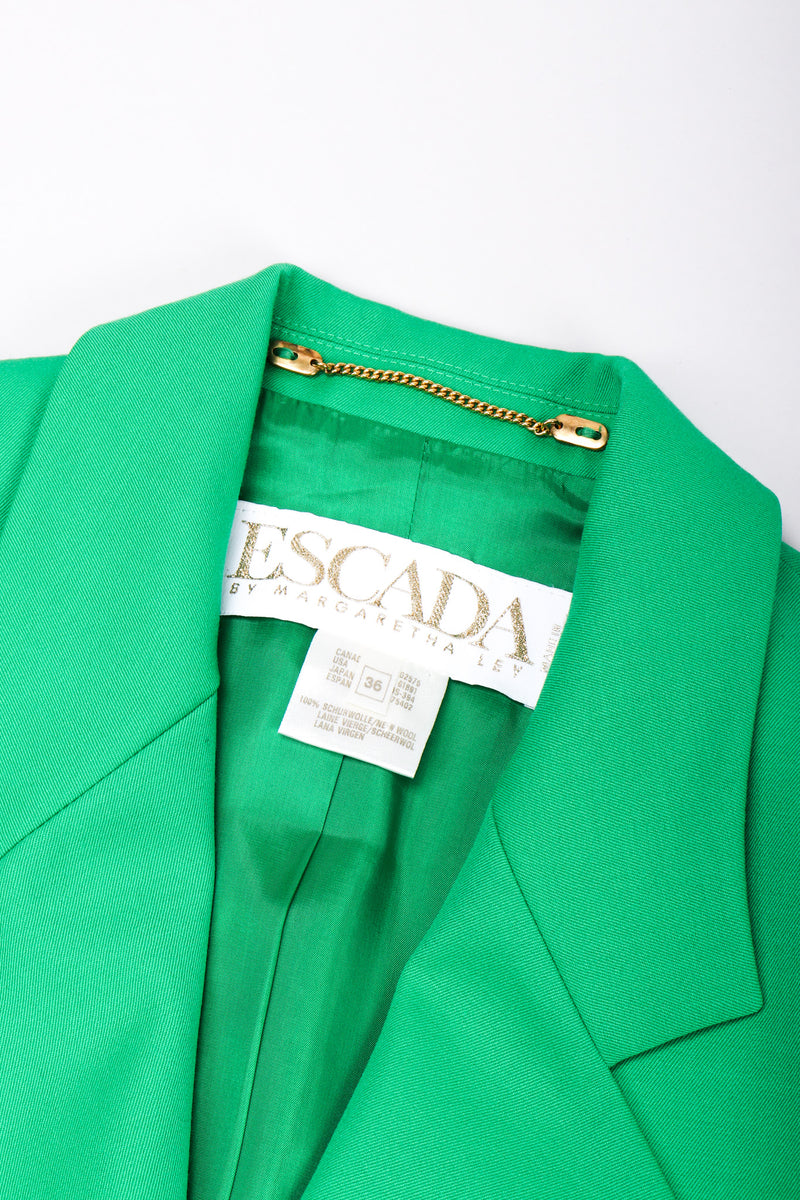 Vintage Escada Wool Double Breasted Kelly Green Jacket Black