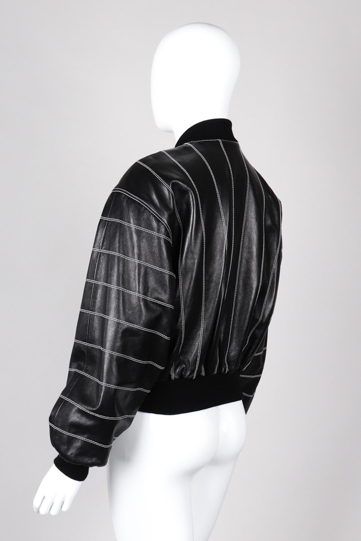 Escada Bomber Black Leather Jacket Red Satin Lining – Recess