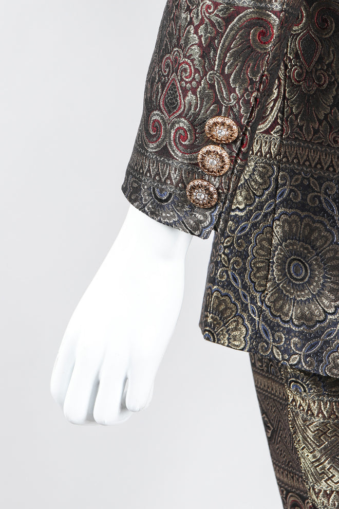Recess Los Angeles Vintage Escada Royal Golden Brocade Jacket & Pant Suit