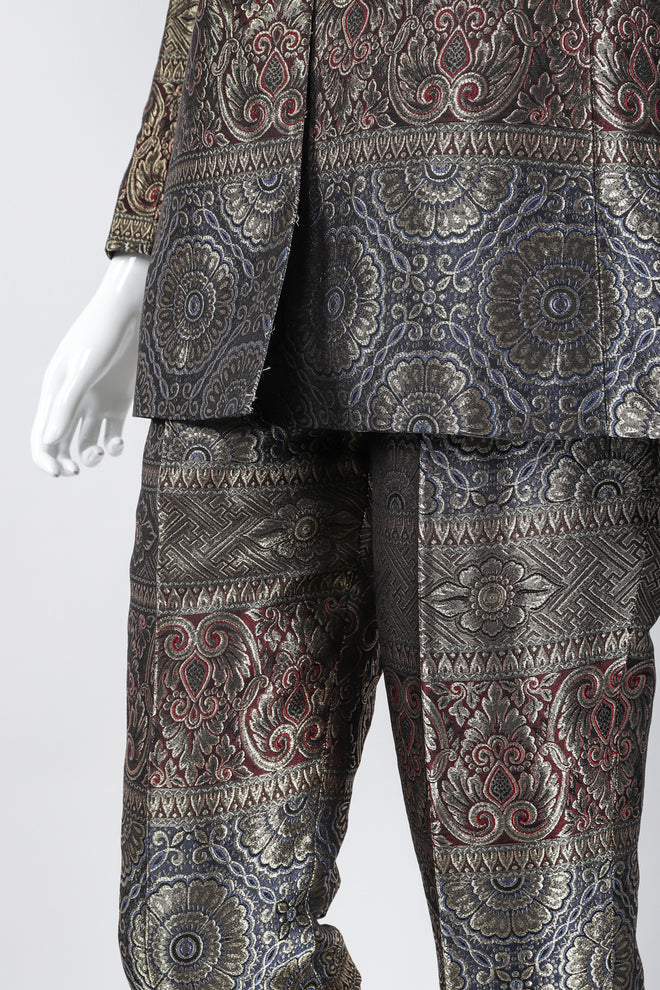 Recess Los Angeles Vintage Escada Royal Golden Brocade Jacket & Pant Suit