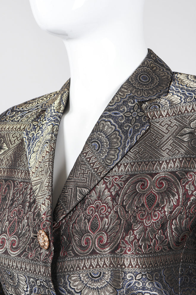 Recess Los Angeles Vintage Escada Royal Golden Brocade Jacket & Pant Suit