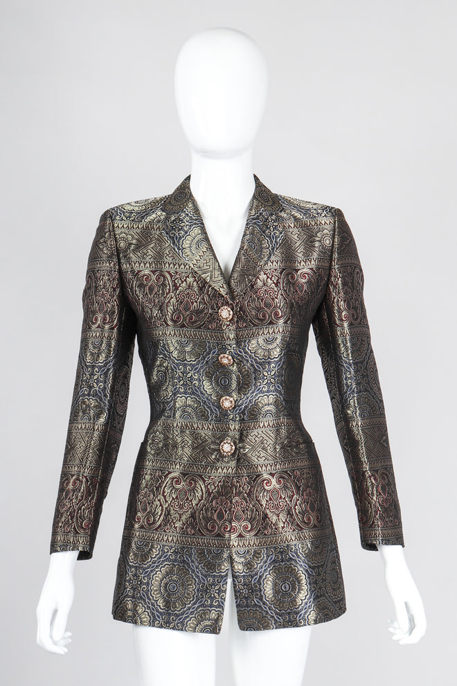 Recess Los Angeles Vintage Escada Royal Golden Brocade Jacket & Pant Suit
