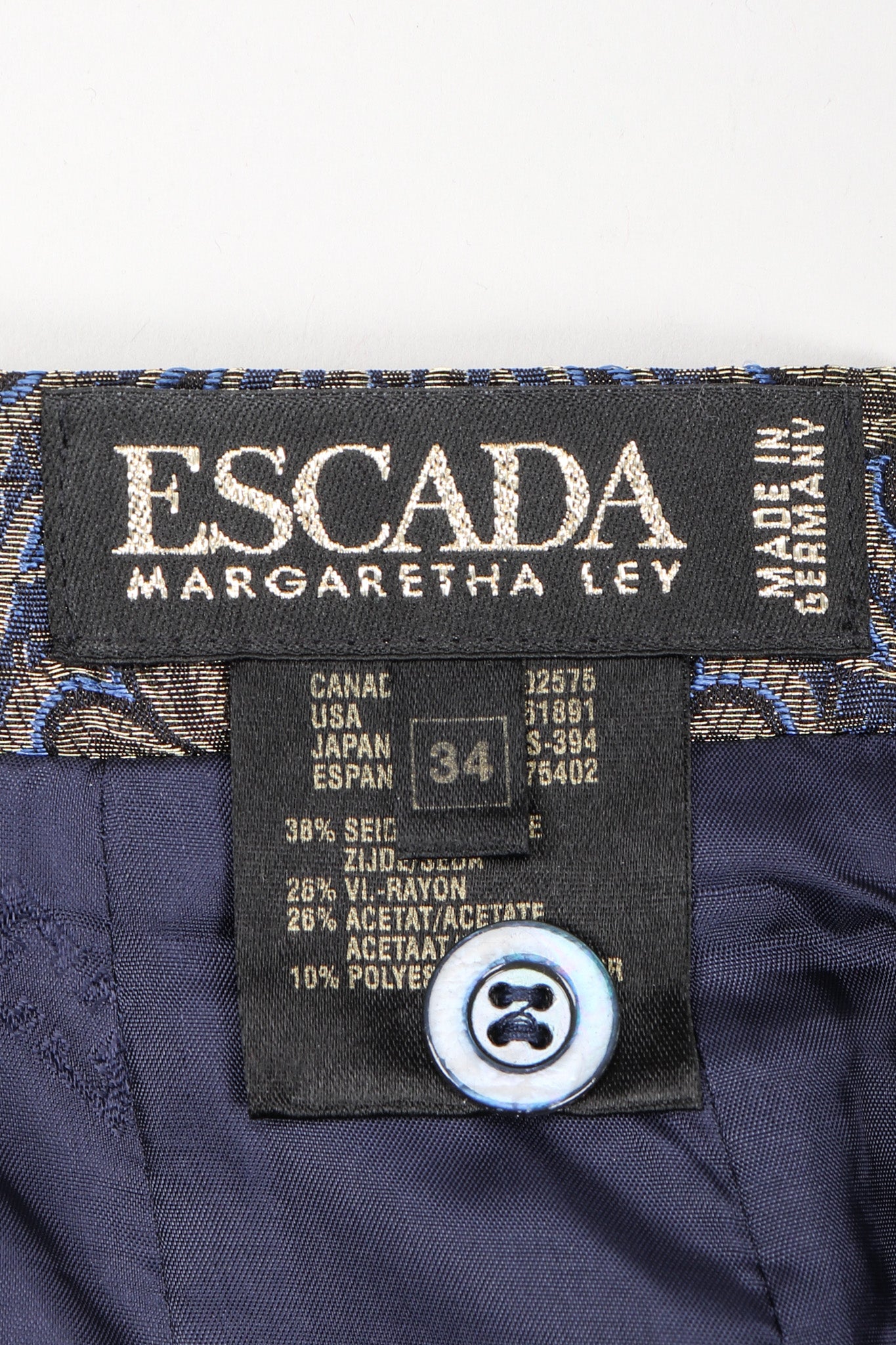 Recess Los Angeles Vintage Escada Royal Golden Brocade Jacket & Pant Suit