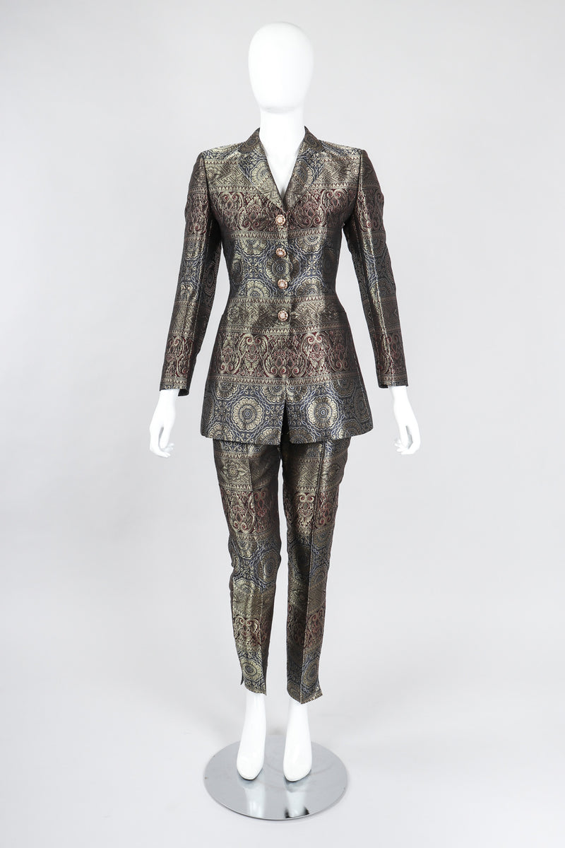 Recess Los Angeles Vintage Escada Royal Golden Brocade Jacket & Pant Suit