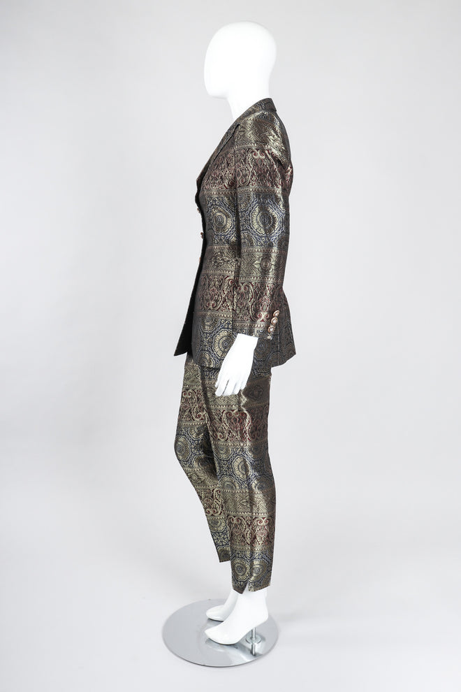 Recess Los Angeles Vintage Escada Royal Golden Brocade Jacket & Pant Suit