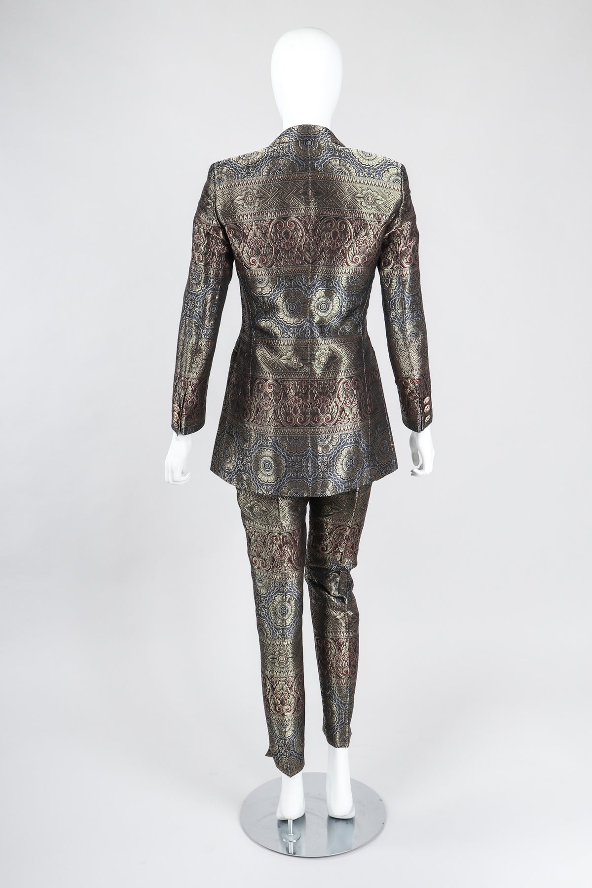 Vintage Escada Royal Golden Brocade Jacket Pant Suit Recess