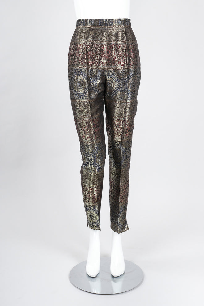Recess Los Angeles Vintage Escada Royal Golden Brocade Jacket & Pant Suit