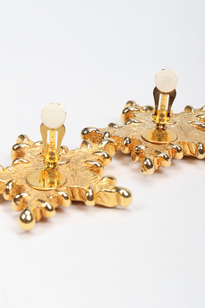 Recess Los Angeles Vintage Escada Nautical Anchor Star Button Clip Earrings