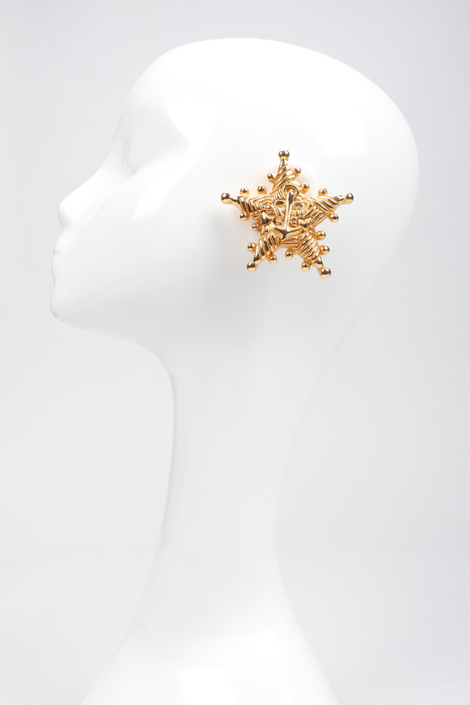 Recess Los Angeles Vintage Escada Nautical Anchor Star Button Clip Earrings