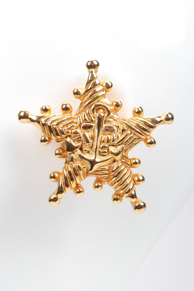 Recess Los Angeles Vintage Escada Nautical Anchor Star Button Clip Earrings