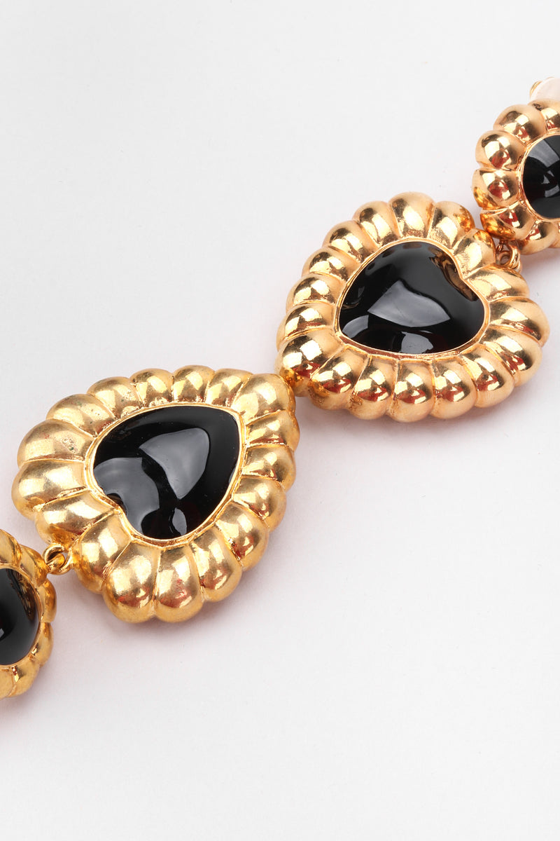 Recess Los Angeles Vintage Escada Fluted Gold Heart Drop Earrings