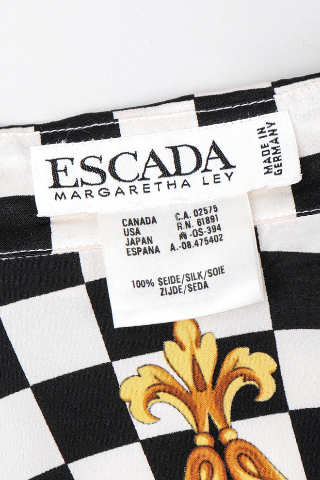 Recess Los Angeles Vintage Escada Checkered Baroque Versace Print Silk Shirt