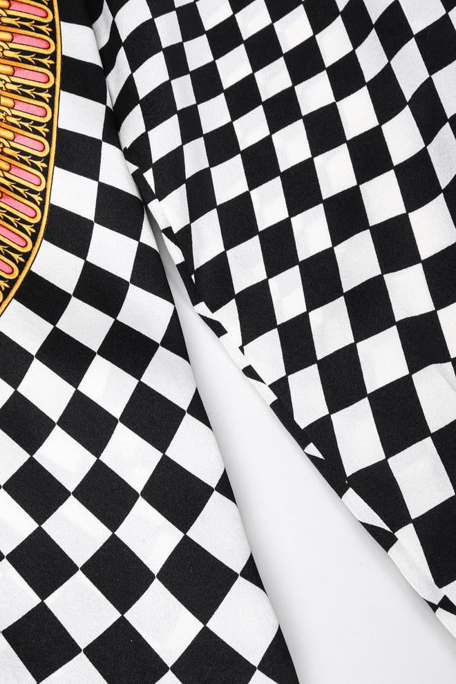 Recess Los Angeles Vintage Escada Checkered Baroque Versace Print Silk Shirt