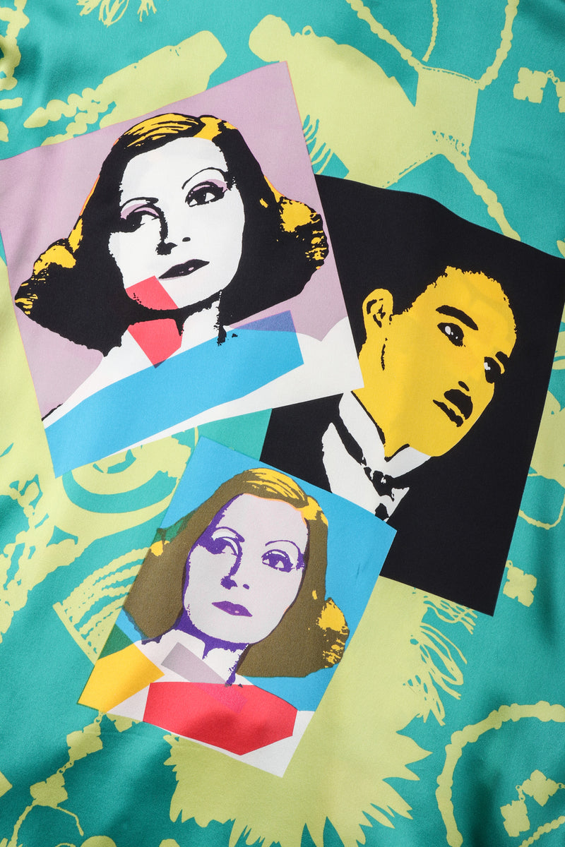 Recess Los Angeles Vintage Escada Warhol Satin Pop Art Chaplin Dietrich Shirt