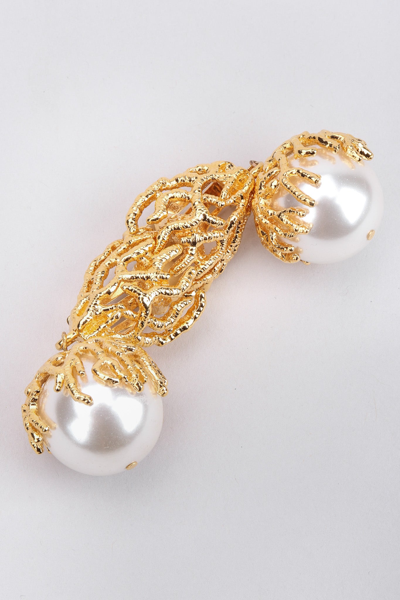 Recess Los Angeles Vintage Escada Branch Coral Pearl Drop Earrings