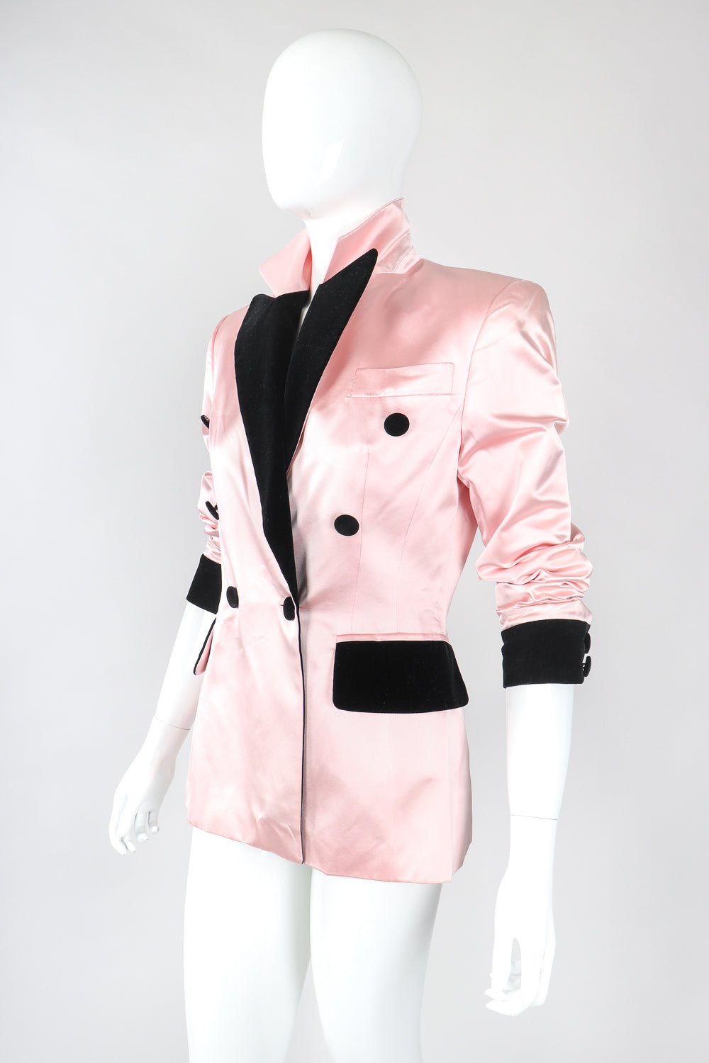 Recess Designer Consignment Vintage Escada Satin Contrast Tuxedo Jacket Los Angeles Resale