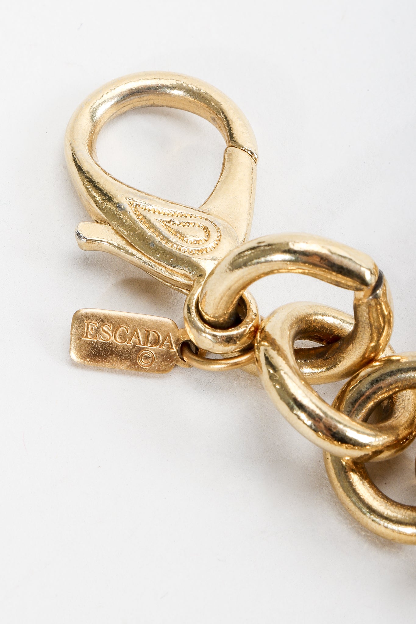 Vintage Escada Hearts Charm Necklace signature charm clasp