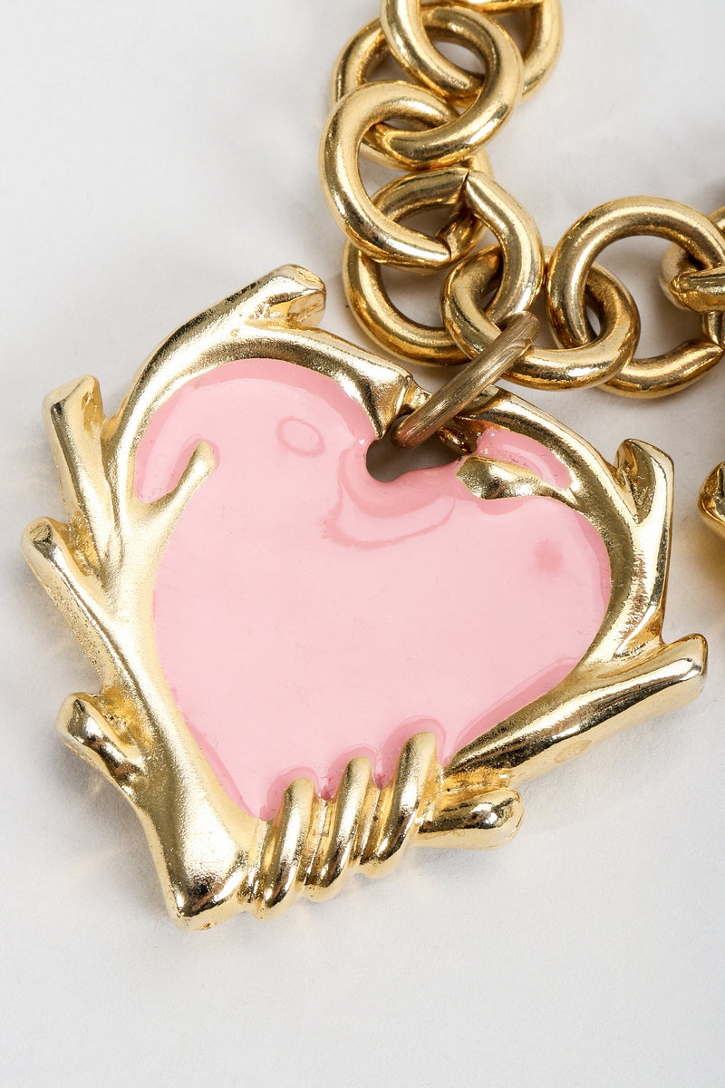 Vintage Escada Hearts Charm Necklace heart detail