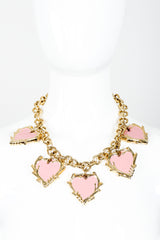 Vintage Escada Enamel Hearts Charm Necklace on mannequin front at Recess Los Angeles