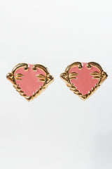 Vintage Escada Pink Enamel Heart Button Earrings at Recess Los Angeles