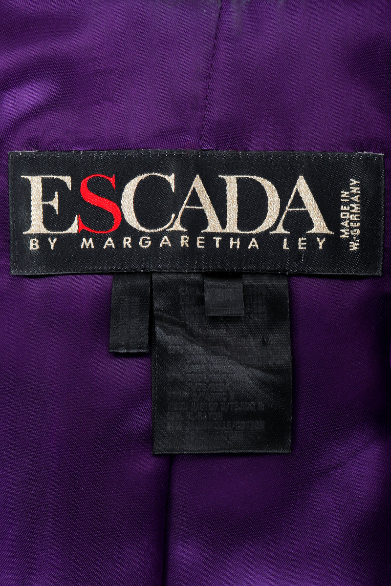 Vintage Escada Jacket Label on Purple