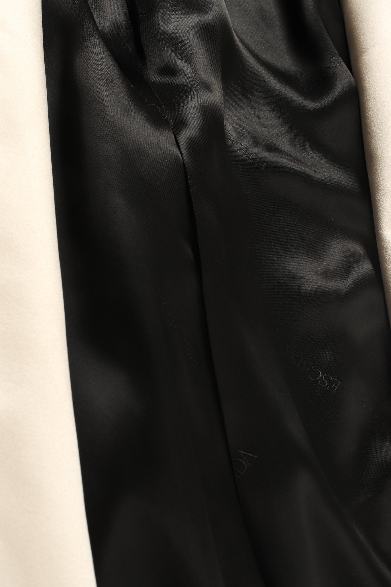 Vintage Escada Satin Trim Tuxedo Jacket fabric detail at Recess Los Angeles