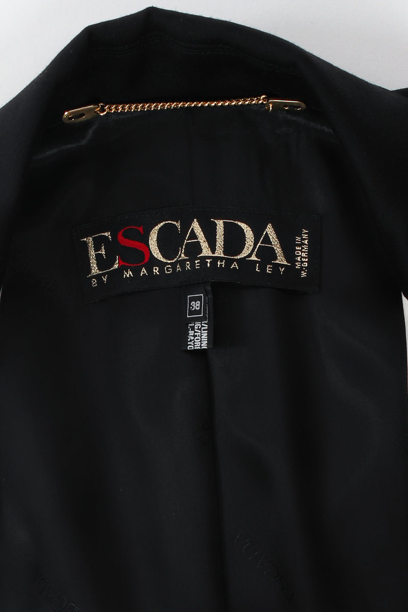 Vintage Escada Satin Trim Tuxedo jacket label at Recess Los Angeles