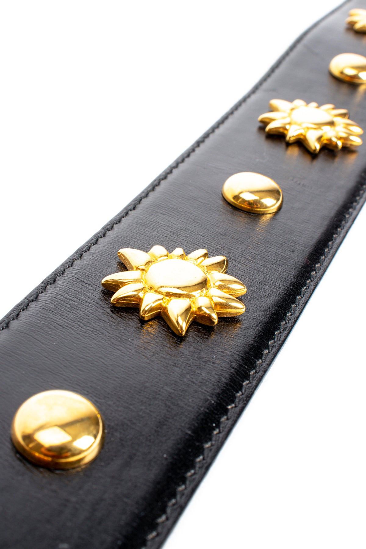 Escada Champagne Metallic Gold Star Studded Leather Belt Vintage Vintage 80s ESCADA Khaki Leather & Gold Dome Studded Belt W  main image 2
