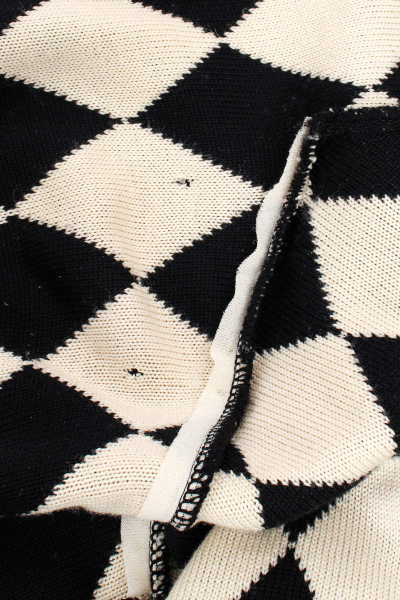 Vintage Escada Harlequin Knit Blanket Sweater holes on inside shoulder at Recess Los Angeles