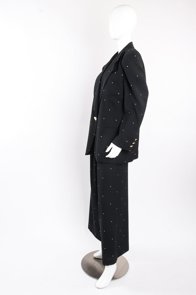Vintage Escada Mini Dot Jacket & Pant Suit on mannequin side at Recess Los Angeles