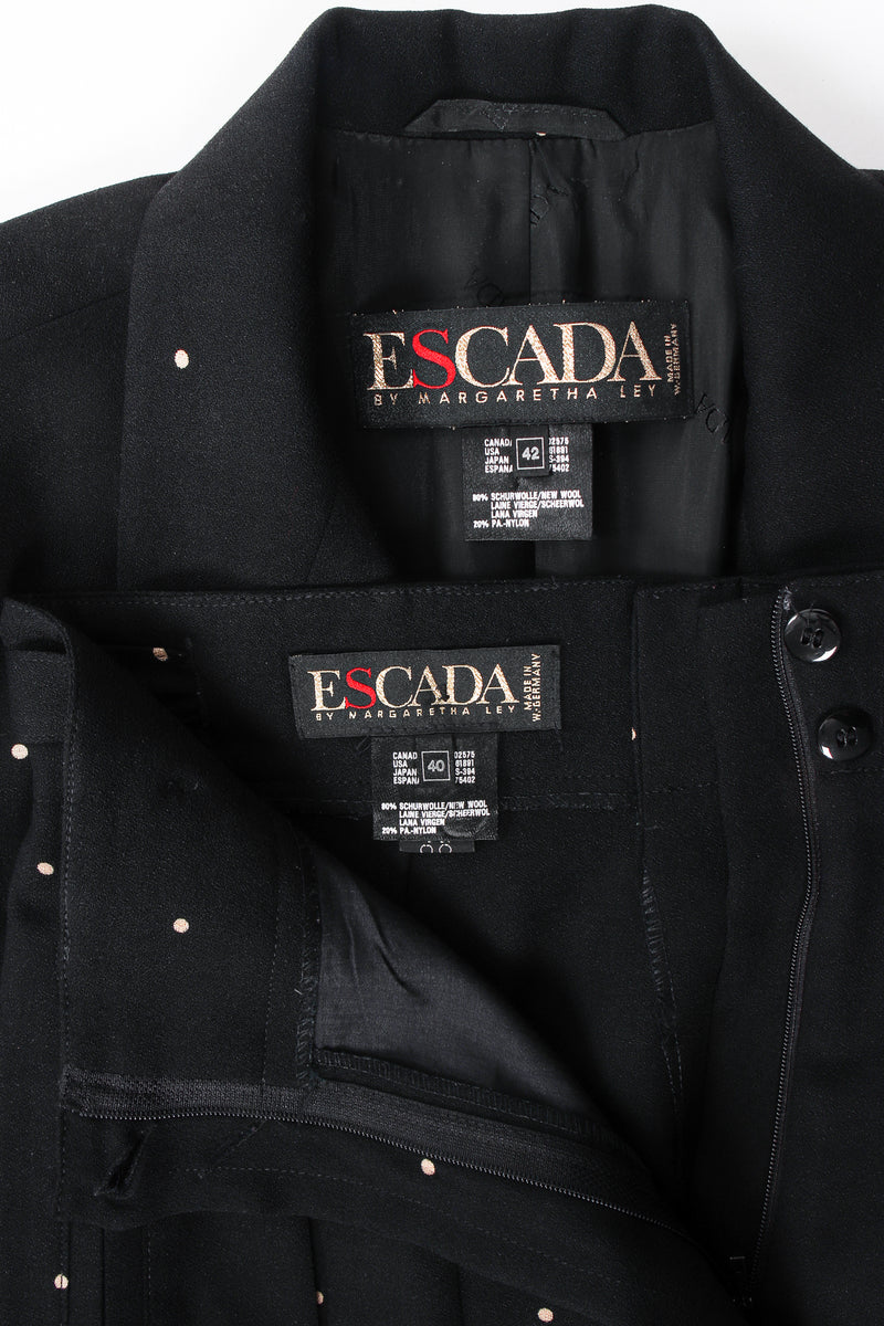 Vintage Escada Mini Dot Pant Suit labels at Recess Los Angeles