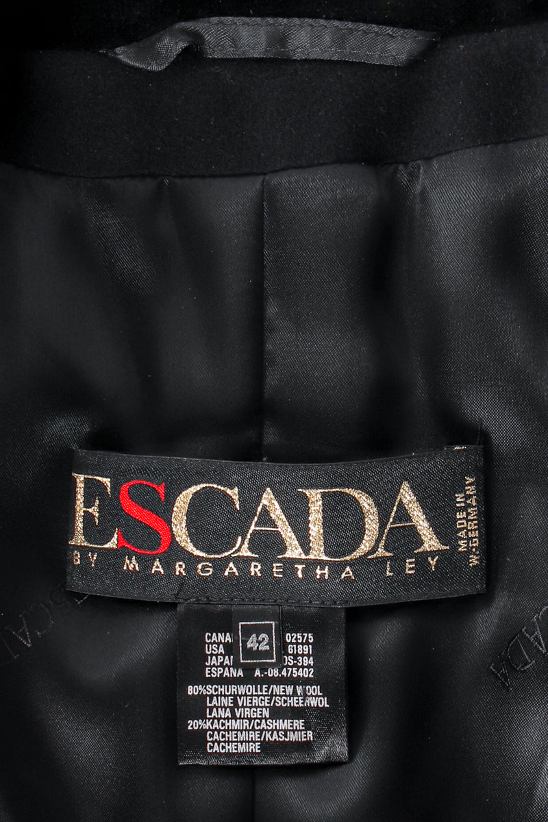 Vintage Escada Boxy Cropped Wool Jacket label at Recess Los Angeles