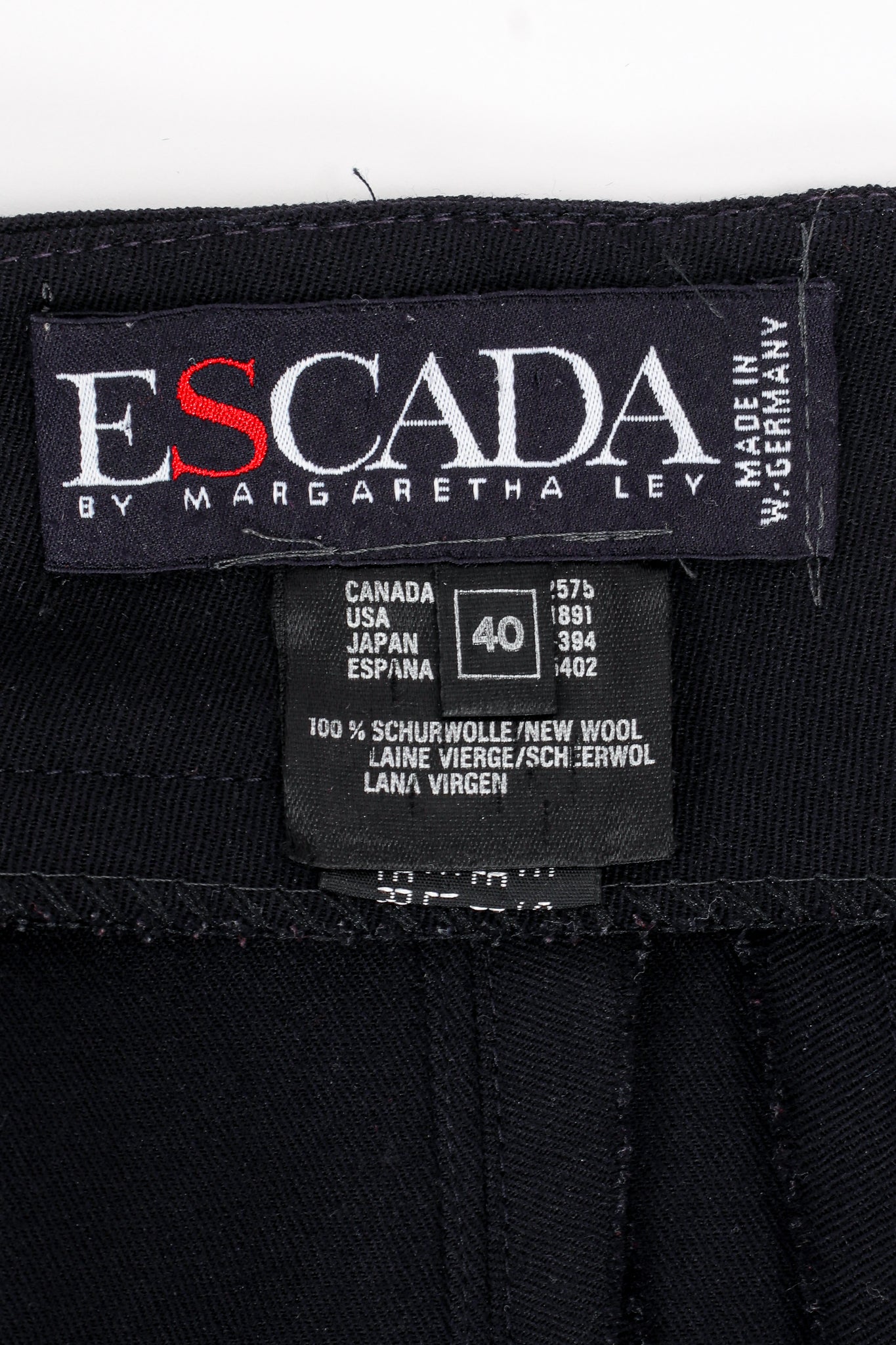 Vintage Escada High Waist Matador Pant label at Recess Los Angeles