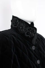 Vintage Escada Quilted Velvet Embellished Bomber on Mannequin collar detail at Recess Los Angeles