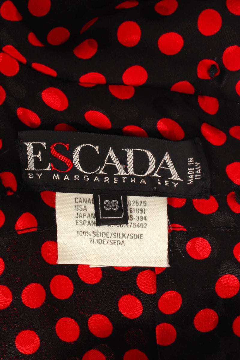 Vintage Escada by Margaretha Ley Silk Polka Dot Ruffle Dress tags @ Recess LA