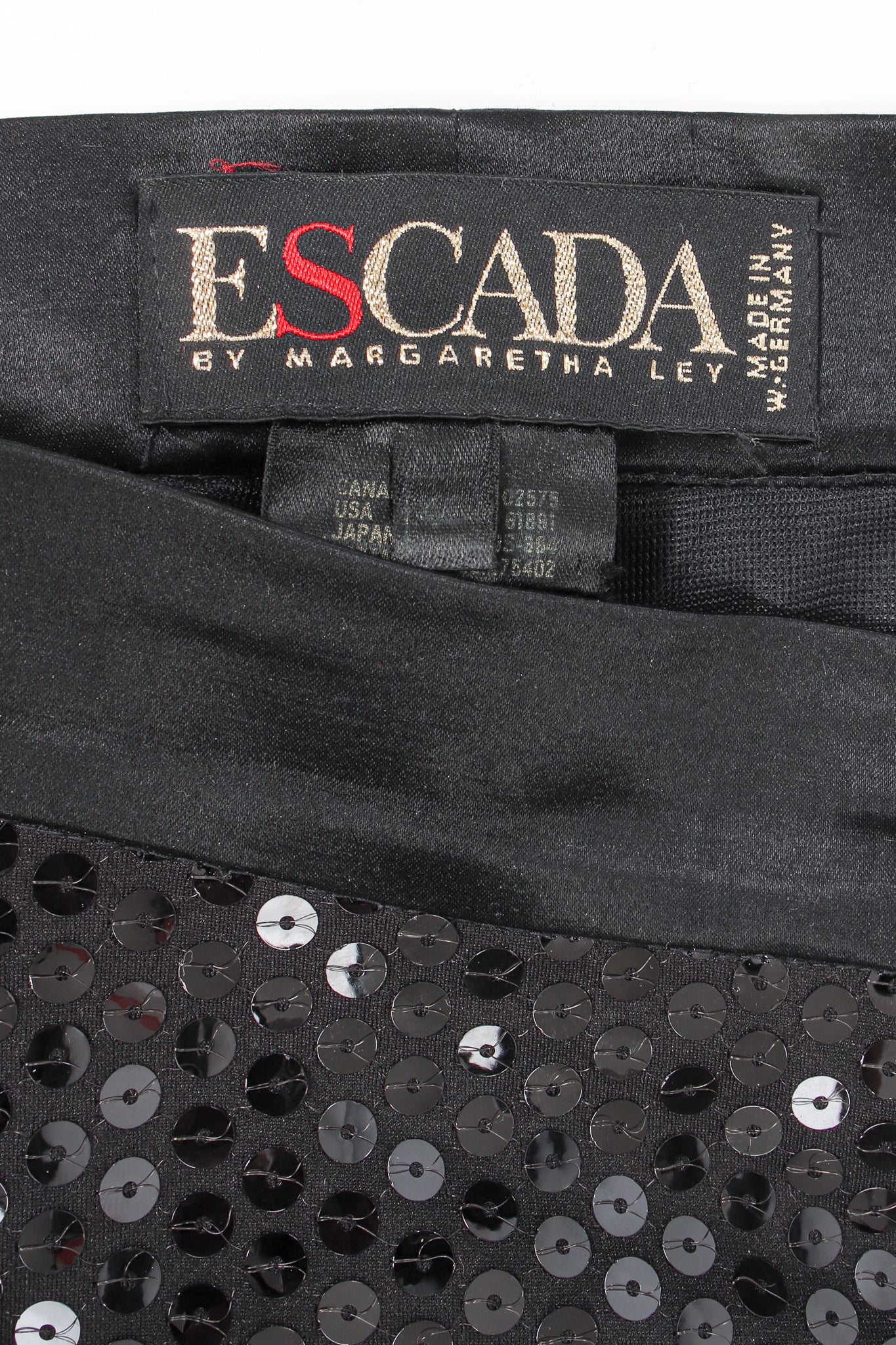 Vintage Escada Black Sequined Stirrup Pant label at Recess Los Angeles