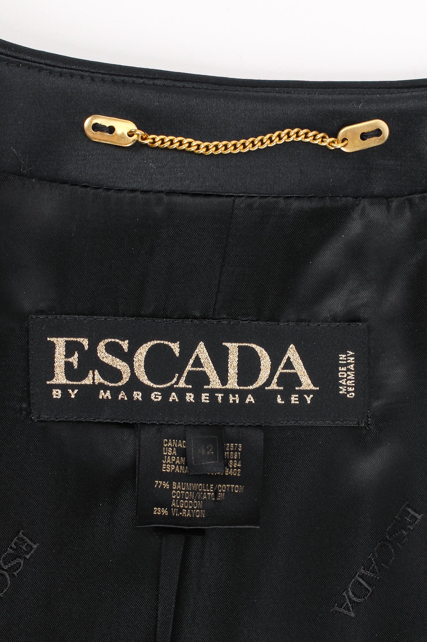 Vintage Escada Matador Beaded Velvet Jacket tag/metal jacket chain  @ Recess LA