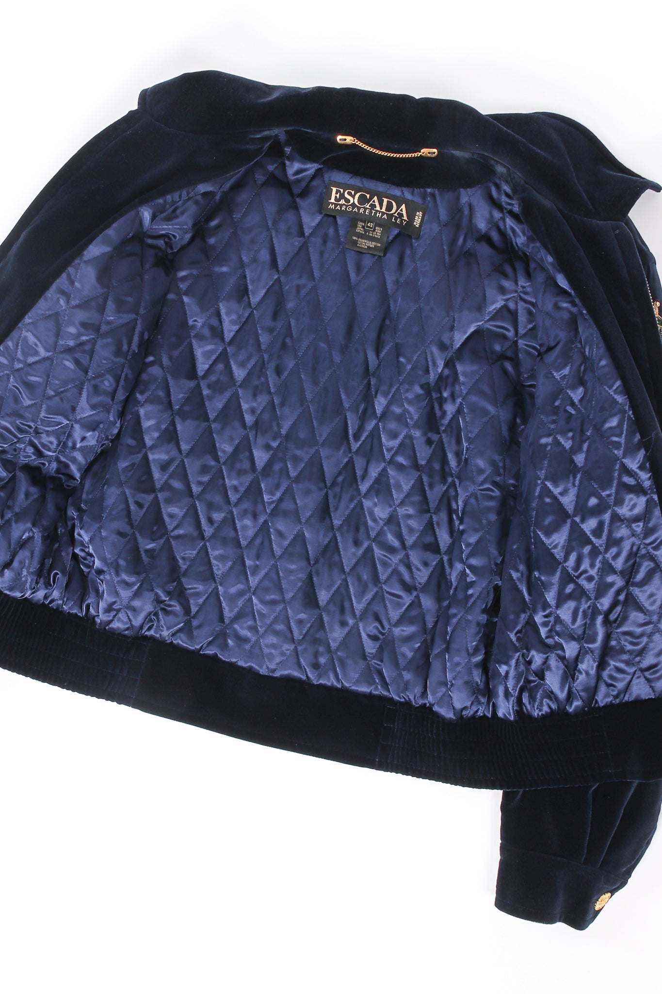 Vintage Escada Velvet Royal Appliqué Jacket lining at Recess Los Angeles