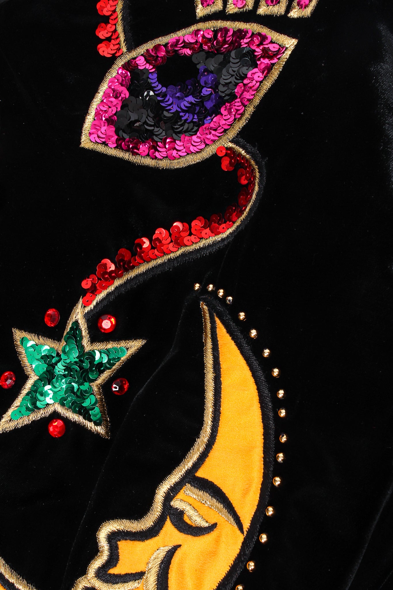 Vintage Escada Embellished Moon & Stars Bomber Jacket detail at Recess Los Angeles