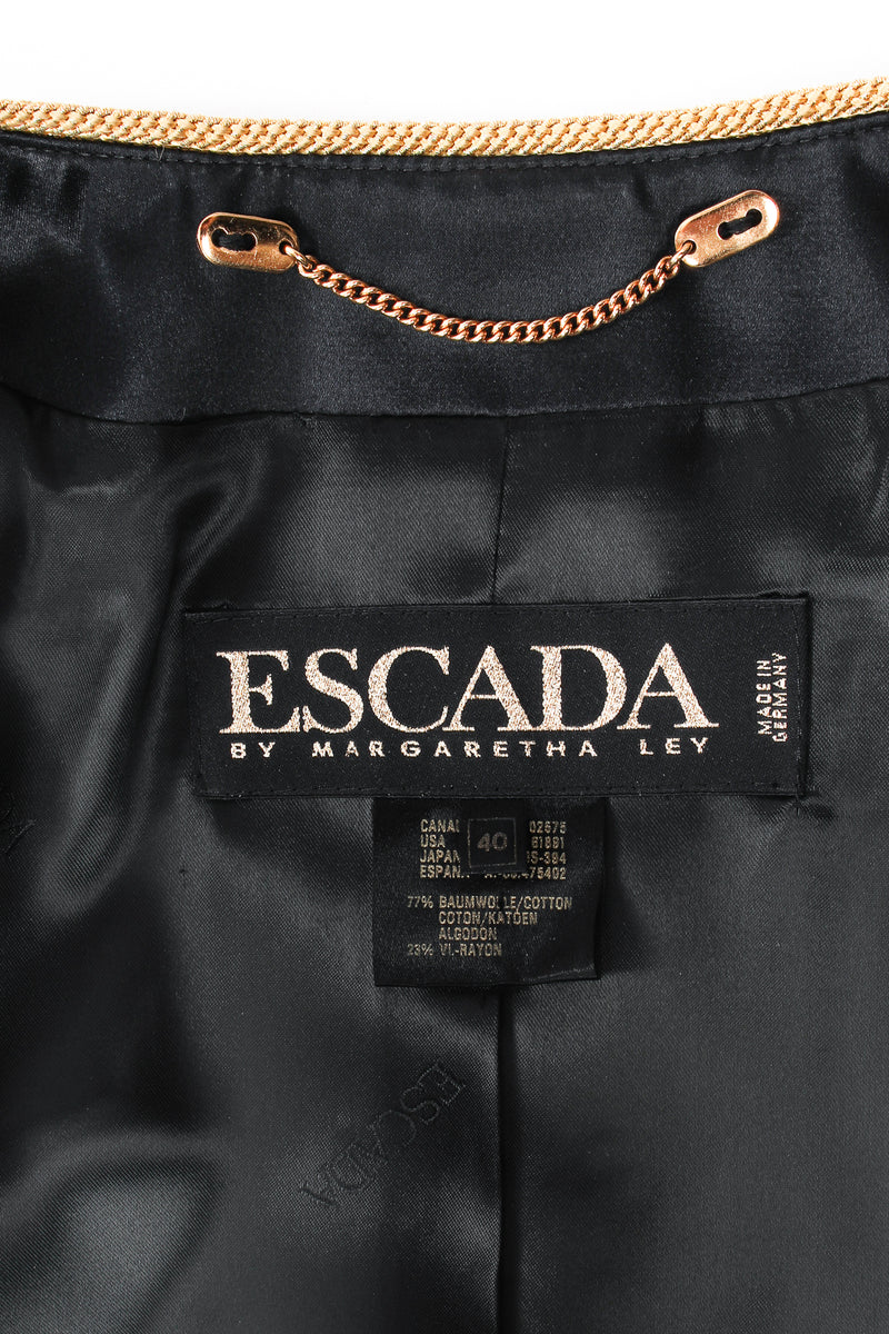 Vintage Escada Longline Velvet Star Appliqué Jacket label at Recess Los Angeles