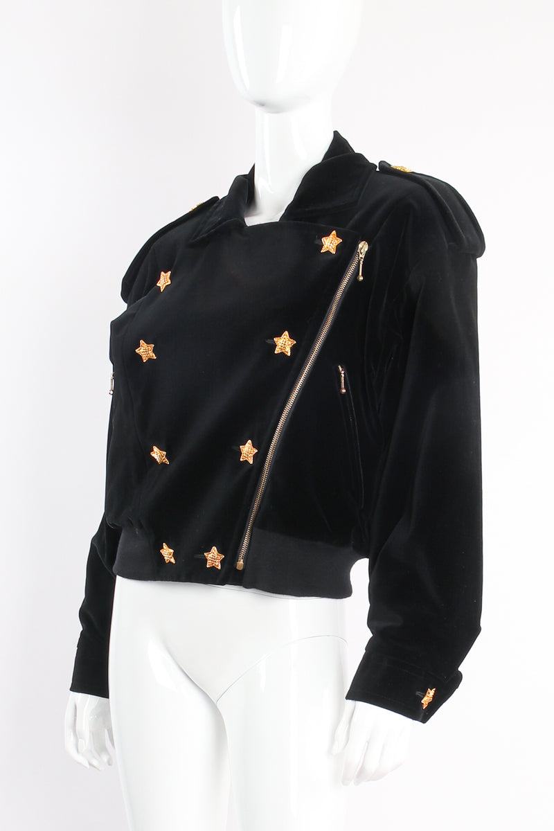 Vintage Escada Velvet Star Moto Jacket on mannequin crop at Recess Los Angeles