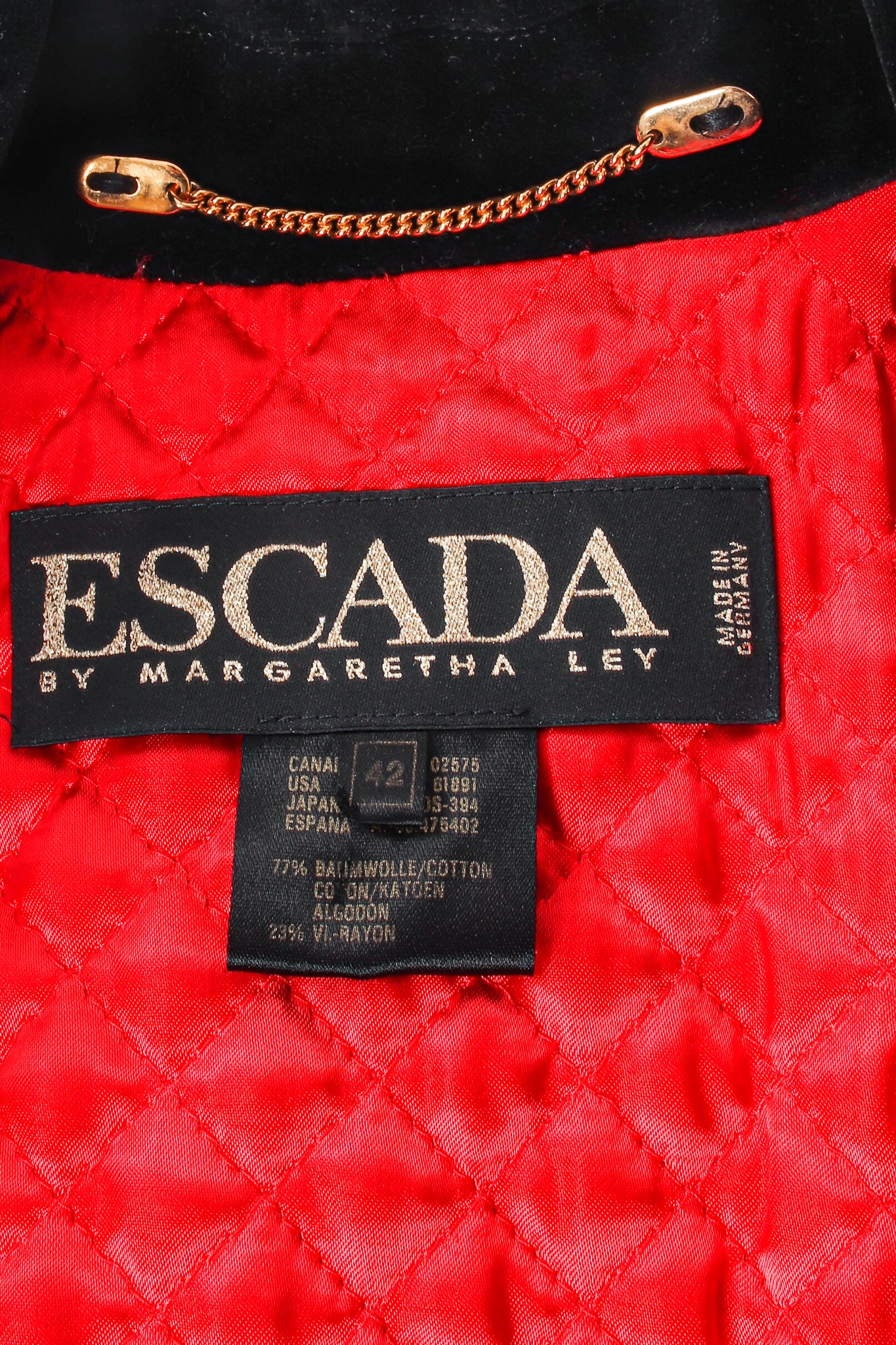 Vintage Escada Velvet Star Moto Jacket label at Recess Los Angeles
