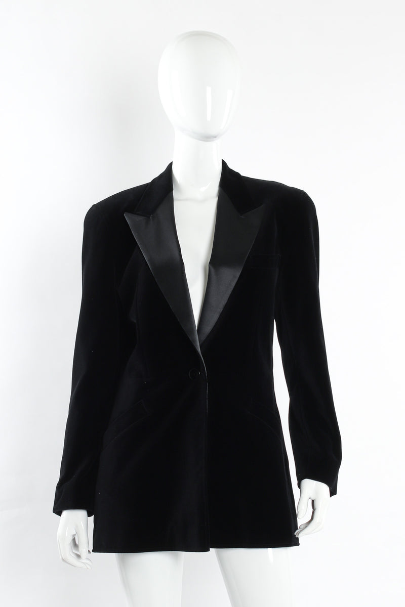 Vintage Escada by Margaretha Ley Velvet Blazer & Pant Suit Set mannequin front top@ Recess LA