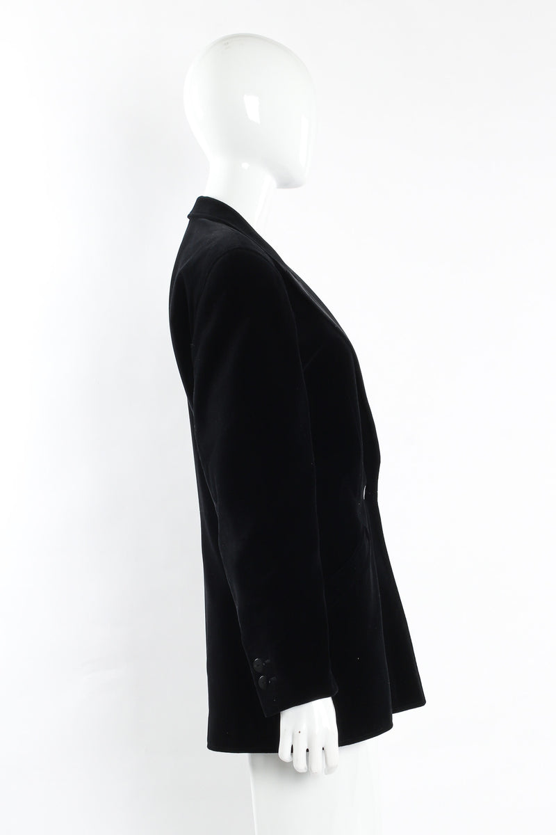 Vintage Escada by Margaretha Ley Velvet Blazer & Pant Suit Set mannequin front side top @ Recess LA