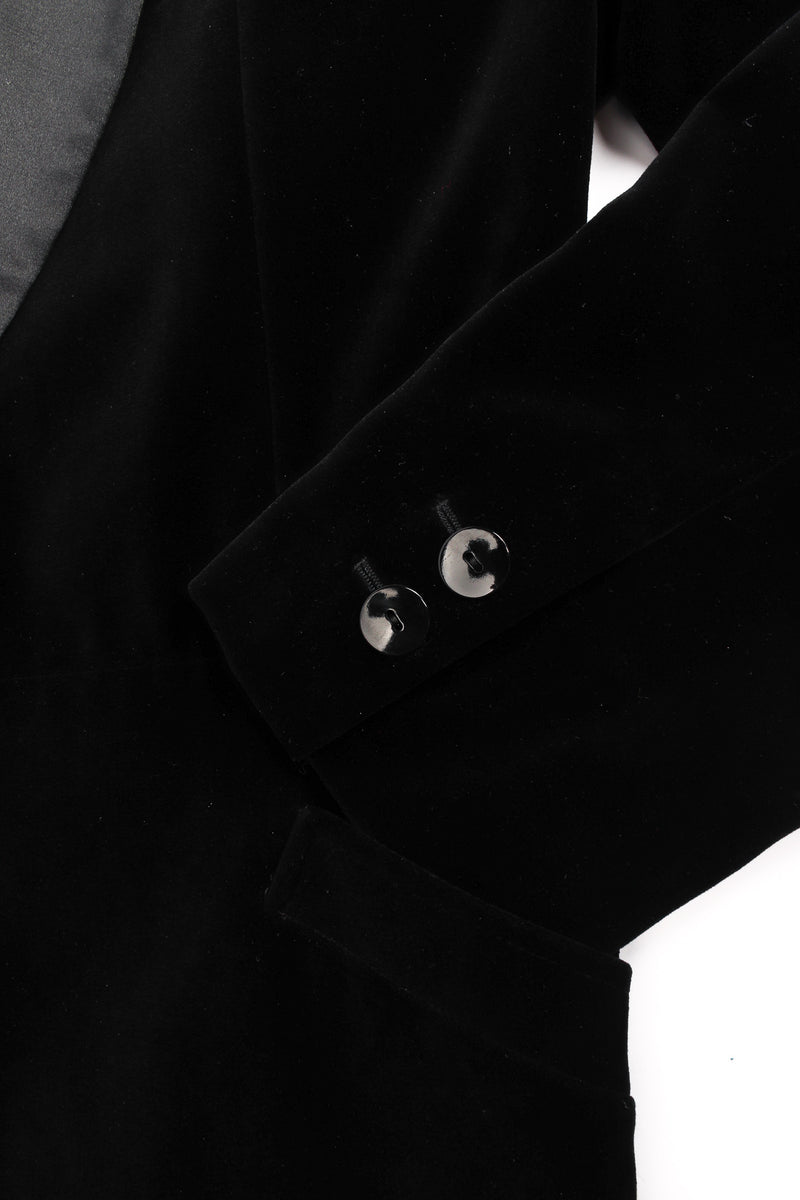 Vintage Escada by Margaretha Ley Velvet Blazer & Pant Suit Set sleeve button and pocket @ Recess LA