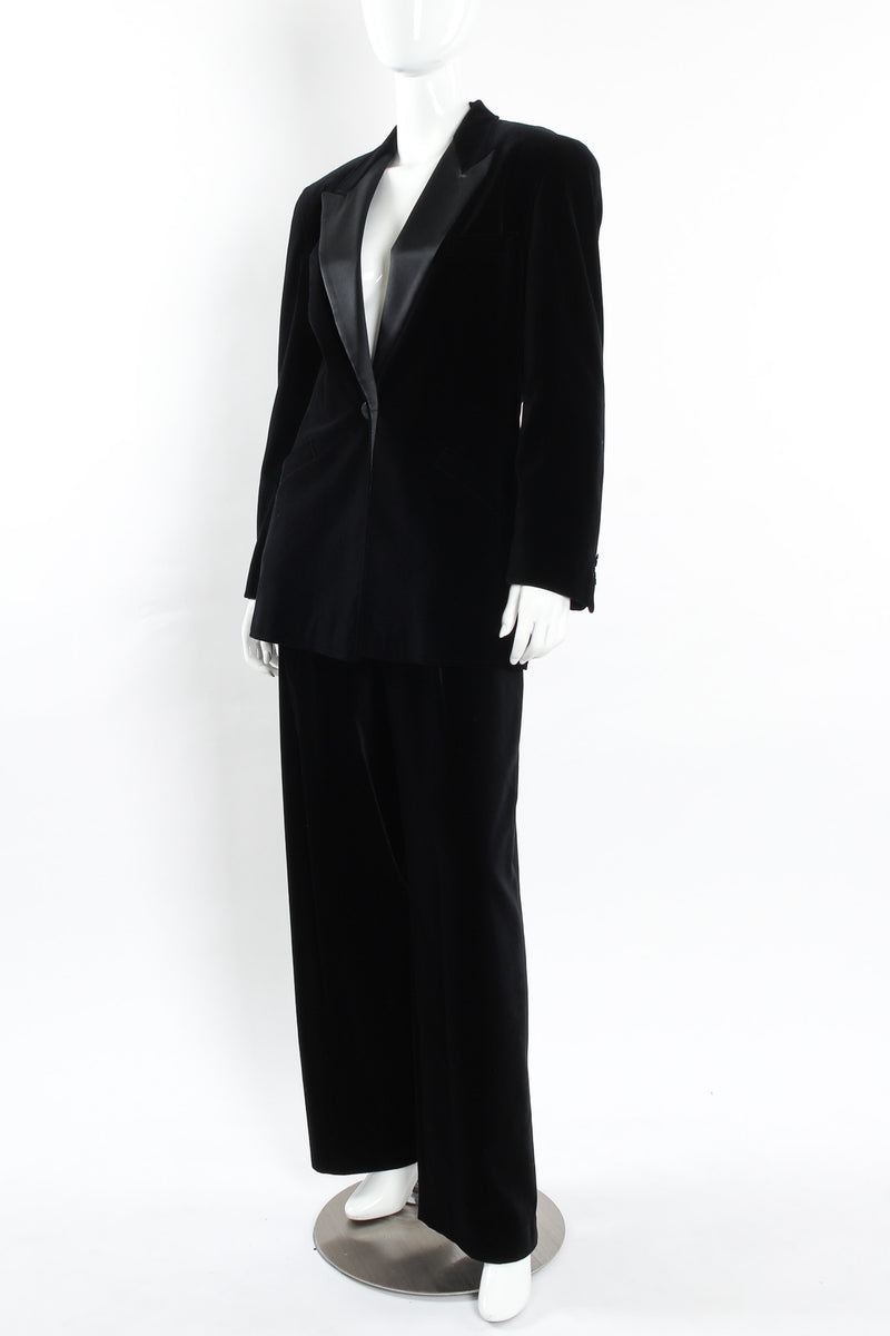 Vintage Escada by Margaretha Ley Velvet Blazer & Pant Suit Set mannequin close angle @ Recess LA