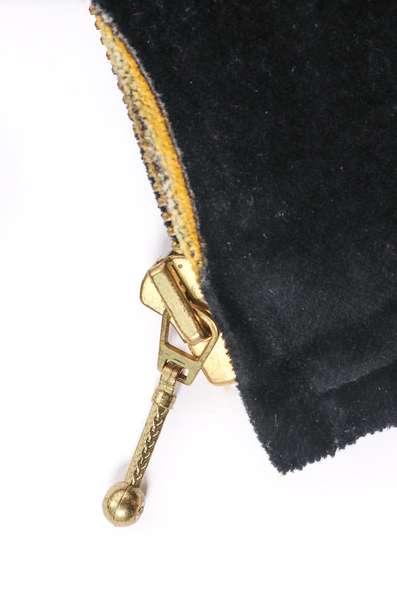 Vintage Escada Pocket Watch Velvet Bomber Jacket Closeup Zipper at Recess LA