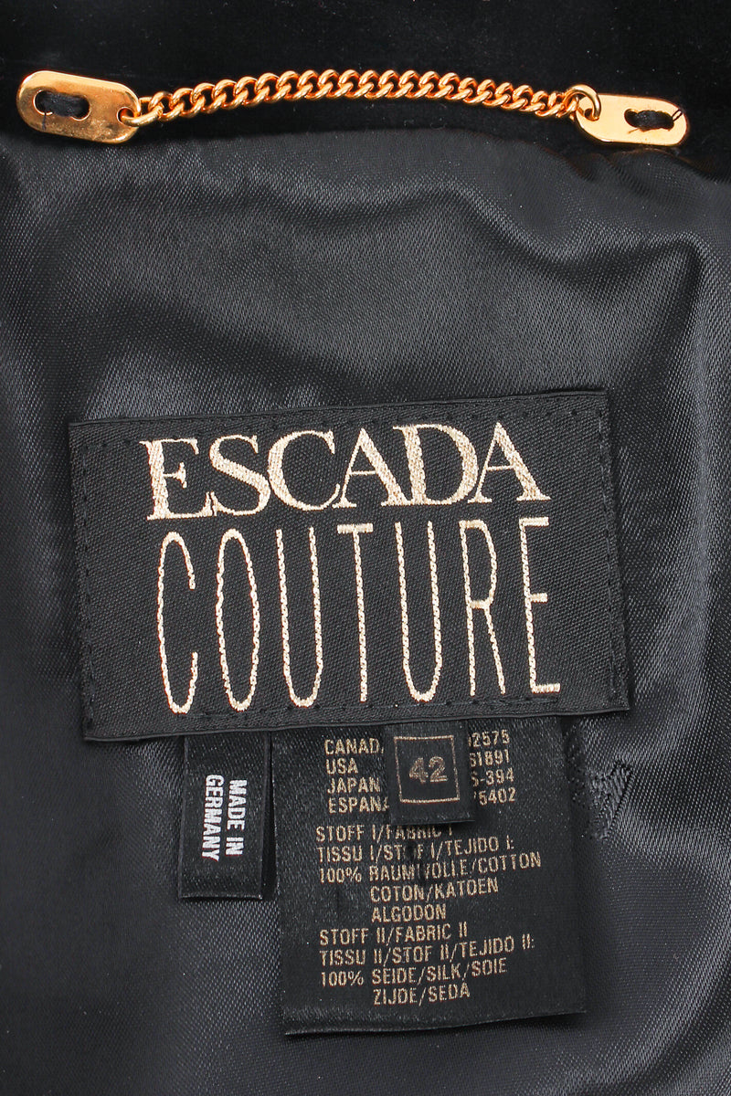 Vintage Escada Velvet Opera Duster Coat label at Recess Los Angeles