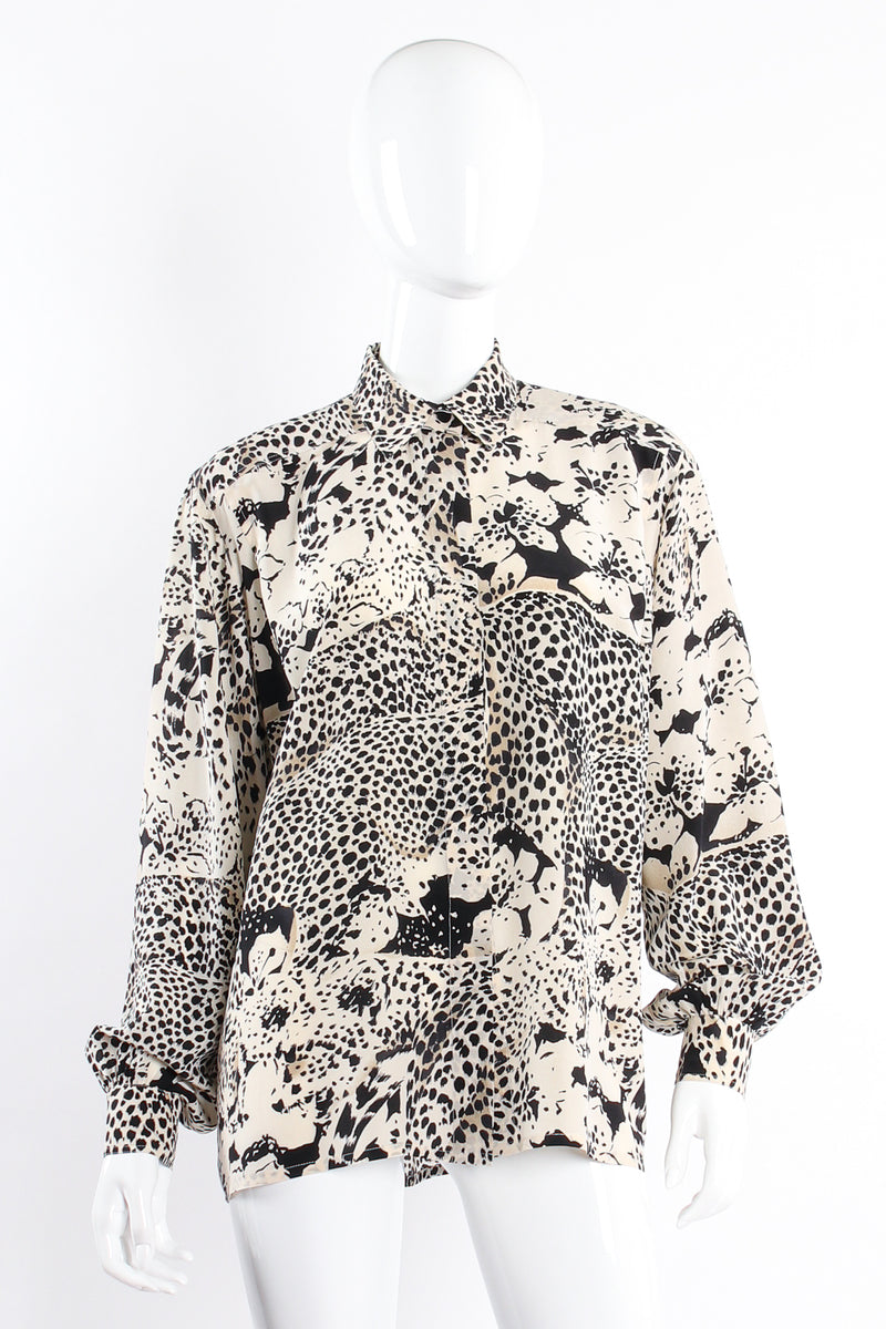 Vintage Escada Aloha Cheetah Print Shirt on mannequin front at Recess Los Angeles